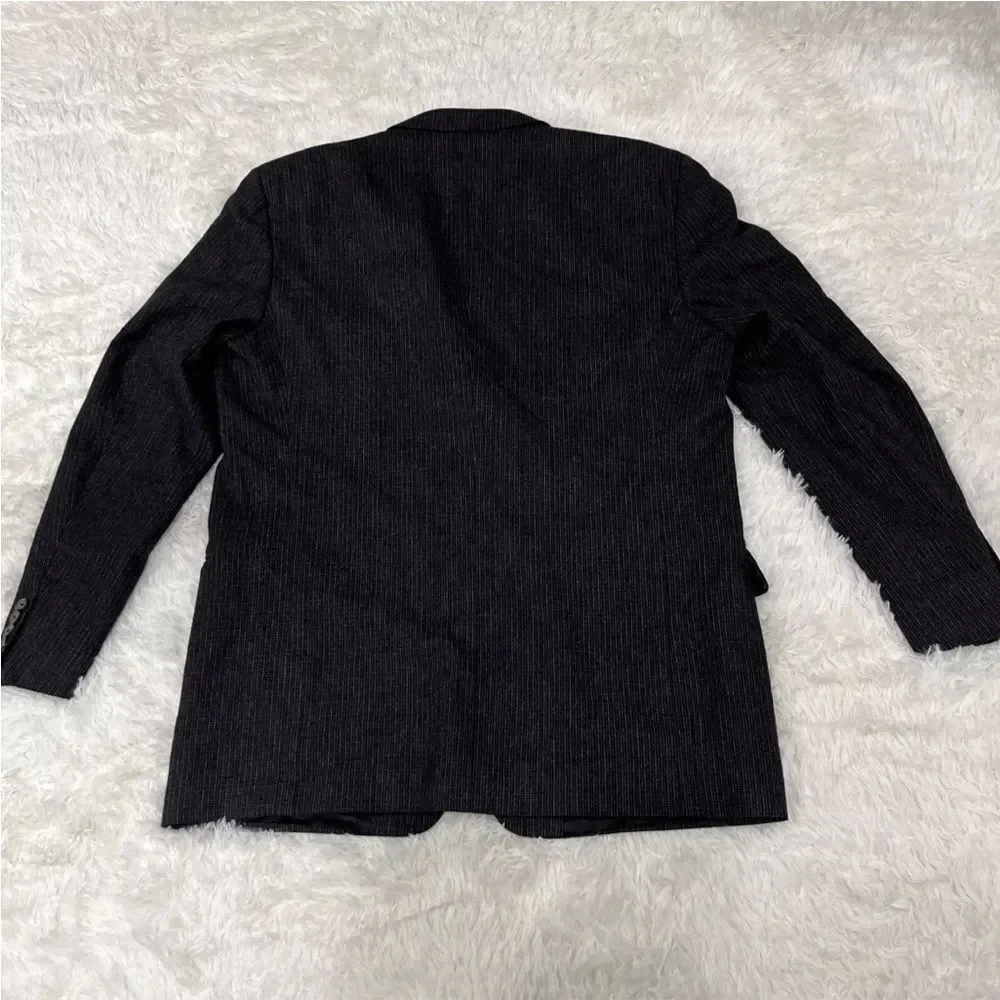 JOSEPH ABBOUD Blazer 44L Black Wool Suit Tattersall Single-Breasted Sport Coat